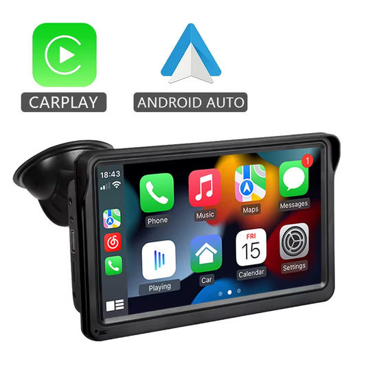 7-Inch Portable Car Multimedia Video Player with Wireless CarPlay and Android Auto Touch Screen Compatibility