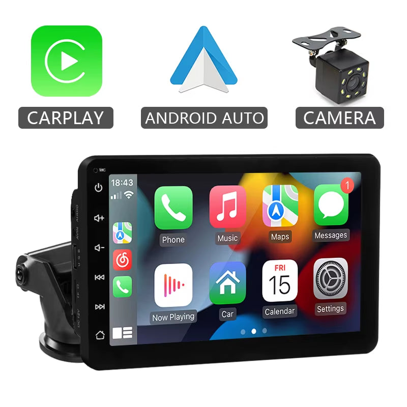 7-Inch Portable Car Multimedia Video Player with Wireless CarPlay and Android Auto Touch Screen Compatibility