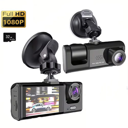 3-Channel HD 1080P Car DVR with Triple-Lens Dash Cam and Video Recorder