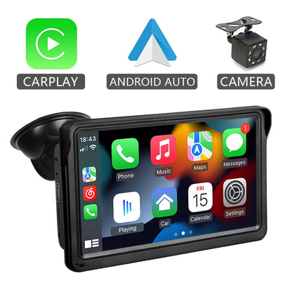 7-Inch Portable Car Multimedia Video Player with Wireless CarPlay and Android Auto Touch Screen Compatibility