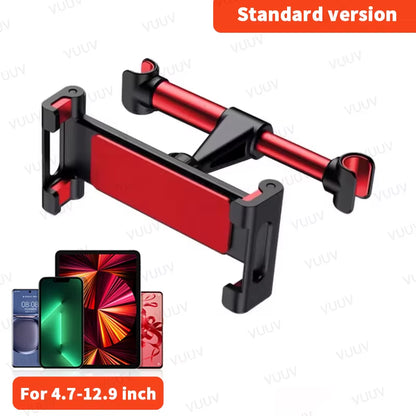 Car Headrest Tablet Holder for 4.7-12.9 Inch Devices - Rotating Telescopic Stand for Kids in Vehicles