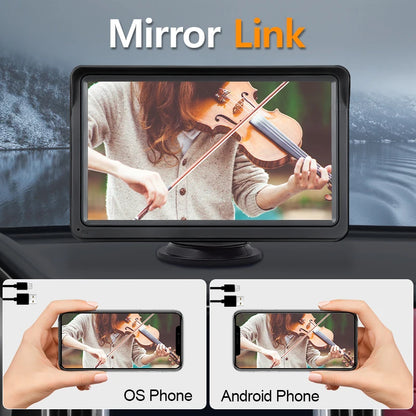 7-Inch Portable Car Multimedia Video Player with Wireless CarPlay and Android Auto Touch Screen Compatibility