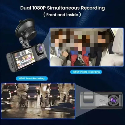 3-Channel HD 1080P Car DVR with Triple-Lens Dash Cam and Video Recorder