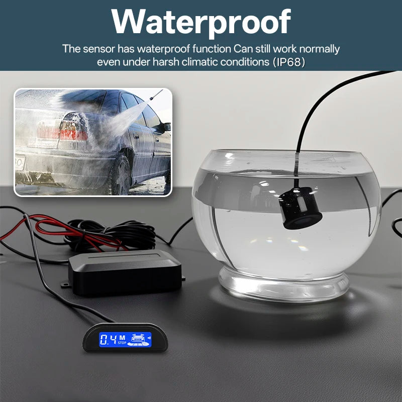 Parking Sensor for Car with Auto Parktronic Reverse LED Monitor 4 Sensors Radar Detector System Backlight Display
